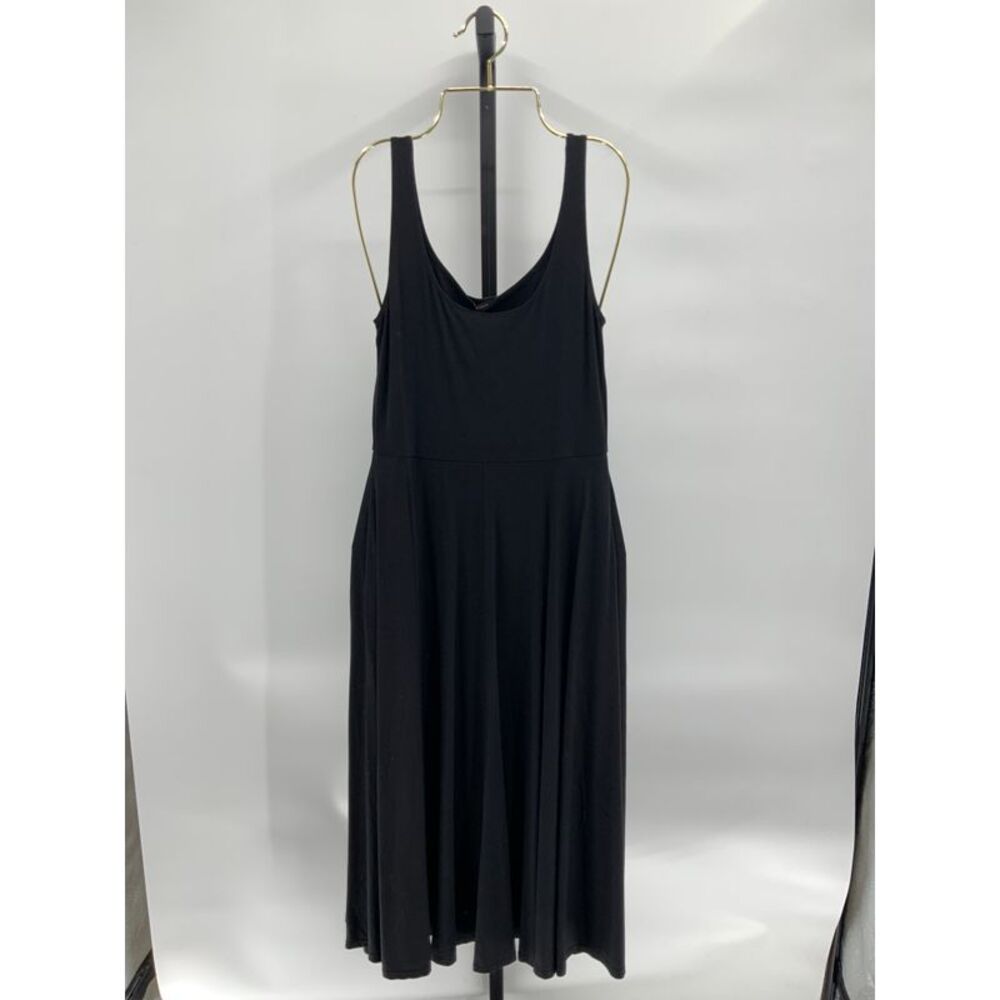 Quince Black Sleeveless Tencel Fit and Flare Midi Dress NWT